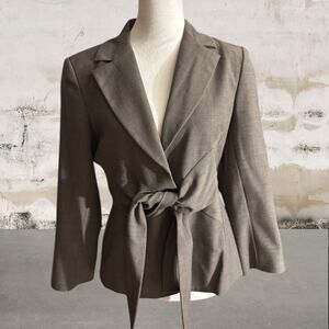 Sandra Angelozzi Women's Gray Button Up Belted Blazer Jacket Size 38 (6)